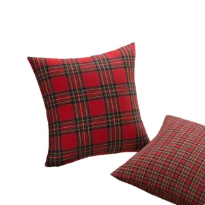Roter karierter quadratischer Kissenbezug, klassischer Tartan Kissenfuer Sofa Heimdekor.