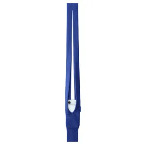 Long knitted phone bag strap in vibrant blue, stylish minimalist mobile sling pouch.