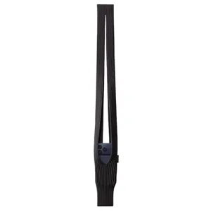 Detailed view of the dark grey ribbed knit phone bag, long strap minimalist accessory design.