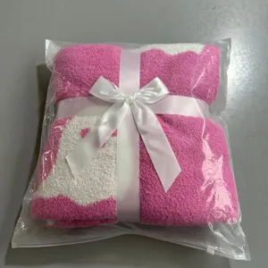 Pink white ghost plush blanket cozy soft throw blanket for bedroom living room winter warm.