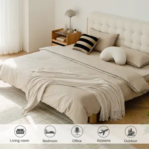 Knit throw blanket for sofa and bed, soft cozy decorative tassel blanket for home bedroom office.