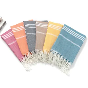Telo mare jacquard stile turco coperta in cotone tessuto con design a frange colori vivaci