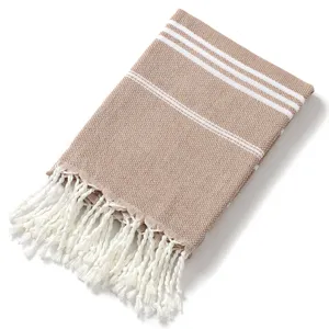 Telo mare jacquard turco coperta tessuta in cotone morbido con frange vista dettagliata