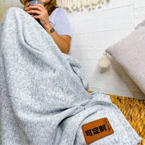 Cozy knitted blanket for autumn and winter solid color warm cover blanket comfortable