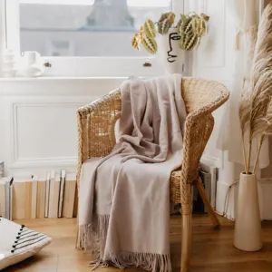 Merino Wool Blanket Solid Color Tassels Warm Soft Sofa Throw Blanket For Bedroom Living Room Office Home Textile