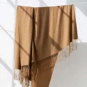 Merino Wool Blanket Soft Cashmere Throw Warm Tassels Blanket for Living Room Bedding