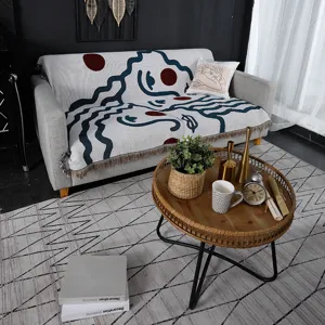 Nordic thick sofa towel blanket abstract wavy line throw cover for living room furniture decor