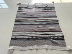 Woven knitted jacquard bohemian fringe throw blanket for sofa bed daily nap usage
