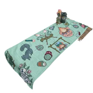 Woven camping table runner bohemian jacquard cotton blanket for outdoor picnic party decor