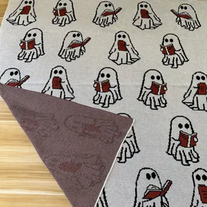 Cozy ghost knit throw blanket jacquard spooky reading ghost couch blanket soft decor