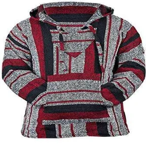 Sweat à capuche tissé jacquard Baja, pull classique rayé de style mexicain pour automne.