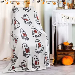 Halloween ghost knit throw blanket acrylic jacquard sofa blanket holiday gift home decor