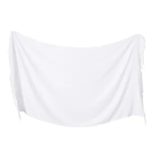 White Turkish beach towel with fringe quick drying woven fabric lightweight bath towel summer