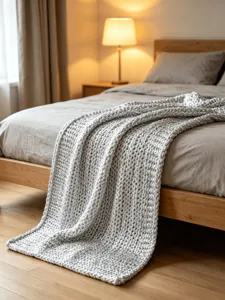 Handcrafted chunky knit chenille blanket cozy sofa throw blanket for living room bedroom decor