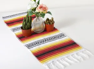Runner da tavola messicano tovaglia a righe colorate con frange per feste decorazioni casa