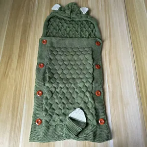 Knitted baby sleeping bag soft anti-kick blanket cute double layer infant swaddle newborn.