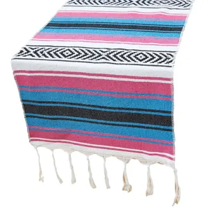 Runner da tavola messicano colorato a righe coperta tessuta boho per festa decorazione