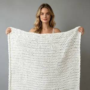 Handmade Chunky Knit Chenille Blanket Soft Warm Throw Blanket For Sofa Bedroom Home Decor Solid Color Cozy Bed Blanket
