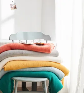 Nordic solid color knit blanket with tassels for sofa bed and office air conditioning use