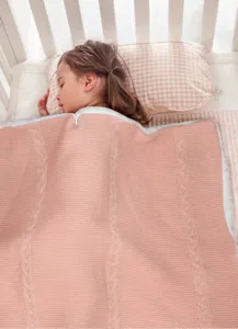 Soft baby knitted blanket breathable anti-kick sleeping bag pink infant crib swaddle.