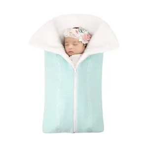 Newborn knitted baby sleeping bag warm thick fleece swaddle blanket for stroller pram