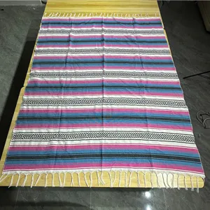 Woven colorful Mexican blanket diamond jacquard pattern outdoor beach picnic throw blanket style