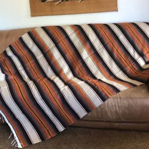 Handmade Mexican blanket woven striped throw for sofa beach picnic boho home decor fringe style