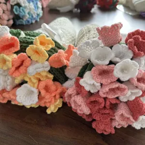 Handmade crochet flower blanket bouquet knitted rose blanket perfect gift for Valentine