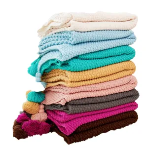 Nordic tassel knitted blanket pineapple pattern sofa cover blanket for kids and baby home use