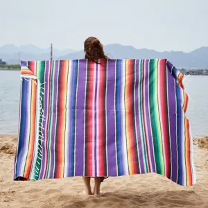 Mexican striped blanket traditional colorful serape outdoor beach throw table runner tapestry