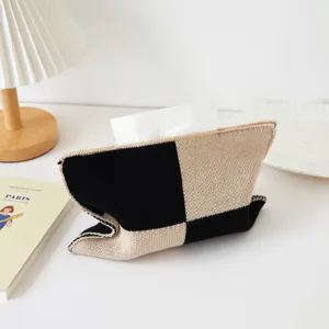 Fundas para caja de pauelos de punto bloque de color negro blanco decoracion hogar