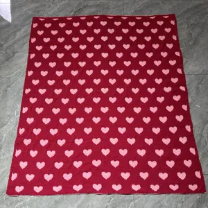 Cozy red heart print fleece throw blanket, soft and warm for Valentine's Day gift.