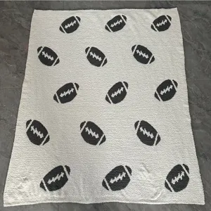 Coperta in Maglia Jacquard con Motivo Football Americano Morbido Peluche Morbidona