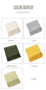 Chenille throw blanket with fringe, soft sofa blanket for summer air conditioning and outdoor use.