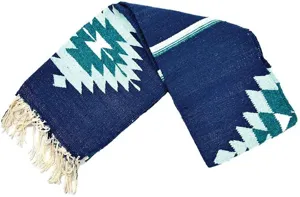 Woven Mexican blanket Aztec Navajo style tribal geometric throw blanket with fringe