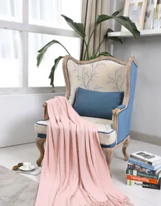 Rosa gestrickte Sofadecke, weiche Imitat Kaschmir Wohndecke fuer Schlafzimmer Dekoration