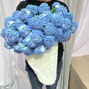 Handmade crochet flower bouquet blanket soft knitted floral throw gift for cozy home living room decor