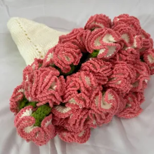 Handcrafted crochet carnation bouquet blanket pink flower throw blanket soft warm gift.