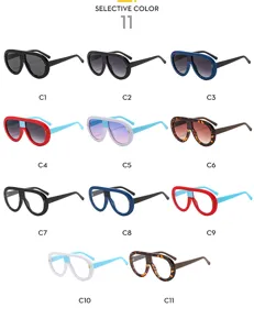 Oversized retro sunglasses with metal rivets, multiple colors and clear lens options available.