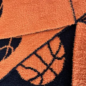 Soft plush basketball fleece throw blanket, cozy knitted jacquard feather yarn blanket.