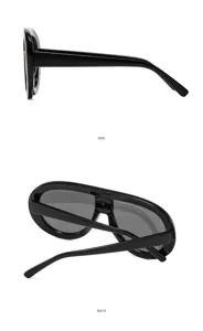 Oversized retro oval sunglasses, black thick frame fashion sun glasses for outdoor travel.