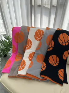 Basketball print fluffy throw blanket soft cozy plush fleece blanket for bed sofa home decor