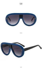 Retro oval sunglasses for women men vintage thick frame gradient sun glasses stylish eyewear