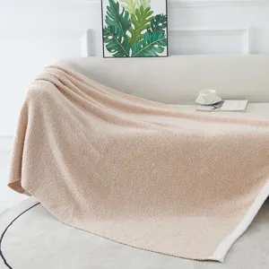 Cozy soft knitted throw blanket for living room couch, warm thick fuzzy home decor blanket.
