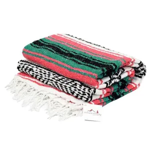 Couverture mexicaine tissée à la main rayée colorée frange plage canapé jeté décor