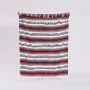 Couverture mexicaine tissée à la main géométrique rayée jeté de canapé lit décor