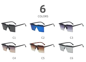 Occhiali da sole monopezzo tagliati con sei colori alla moda per look streetwear.
