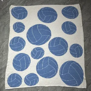 Feather yarn blanket knit jacquard throw soft cozy volleyball pattern decorative blanket for bed couch