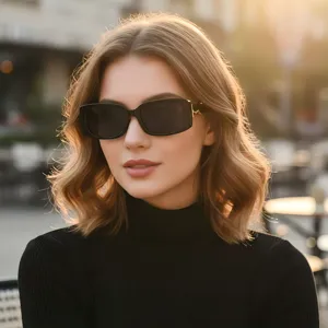 Eckige Retro Sonnenbrille Für Damen Herren Mode Outdoor UV400 Schutz Sonnenbrille Einzigartige Wellenförmige Metallbügel Brille