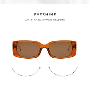 Modische quadratische Retro Sonnenbrille für Damen und Herren mit braunem Gestell und UV Schutz.